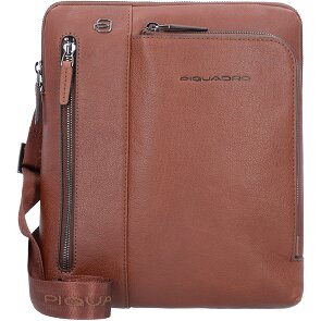 Piquadro Borsa a tracolla quadrata nera in pelle 24 cm