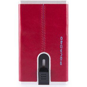 Piquadro Portacarte di credito quadrato blu RFID in pelle 6 cm