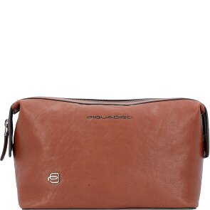 Piquadro Black Square Borsa da toilette Vera Pelle 23 cm