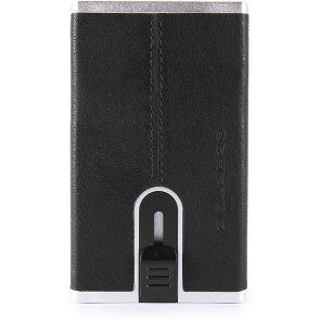 Piquadro Custodia quadrata nera per carte di credito RFID in pelle 6 cm