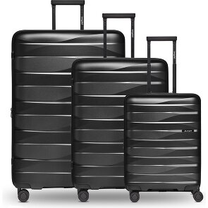 Bergpfeil Set di valigie da viaggio a 4 ruote, 3 pezzi, con ripiegamento elastico
