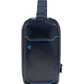 Piquadro Borsa a tracolla quadrata blu in pelle 28 cm
