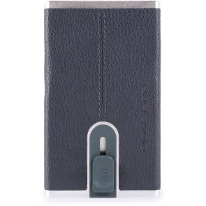 Piquadro Custodia quadrata nera per carte di credito RFID in pelle 6 cm