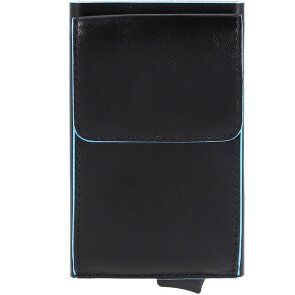 Piquadro Portacarte di credito quadrato blu in pelle 6 cm