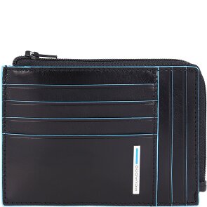 Piquadro Custodia quadrata blu per carte di credito RFID in pelle 12 cm