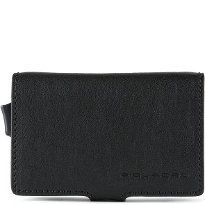 Piquadro Portacarte di credito quadrato blu RFID in pelle 7 cm