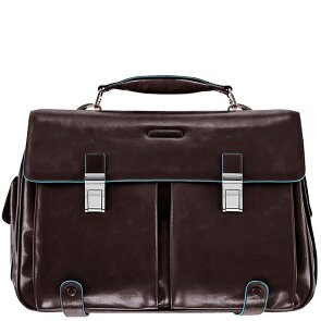 Piquadro Cartella quadrata blu in pelle 43 cm Scomparto per laptop