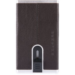 Piquadro Custodia quadrata nera per carte di credito RFID in pelle 6 cm