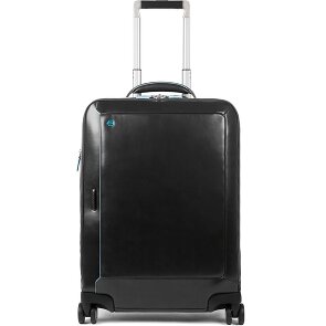 Piquadro Trolley blu quadrato a 4 ruote in pelle 55 cm con scomparto per laptop