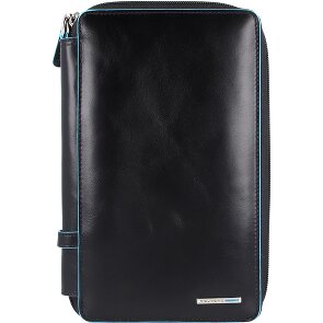 Piquadro Custodia per passaporto da viaggio quadrata blu in pelle 14 cm