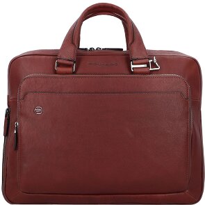 Piquadro Cartella quadrata nera in pelle 40 cm Scomparto per laptop