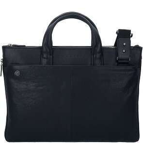 Piquadro Cartella quadrata nera in pelle 42 cm Scomparto per laptop