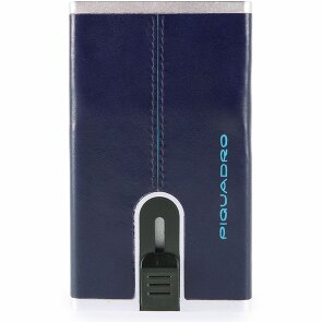Piquadro Portacarte di credito quadrato blu RFID in pelle 6 cm