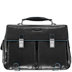 Piquadro Cartella quadrata blu in pelle 43 cm Scomparto per laptop