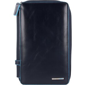 Piquadro Custodia per passaporto da viaggio quadrata blu in pelle 14 cm