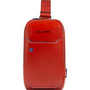 Piquadro Borsa a tracolla quadrata blu in pelle 28 cm