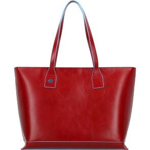 Piquadro Borsa Shopper quadrata blu in pelle 35 cm